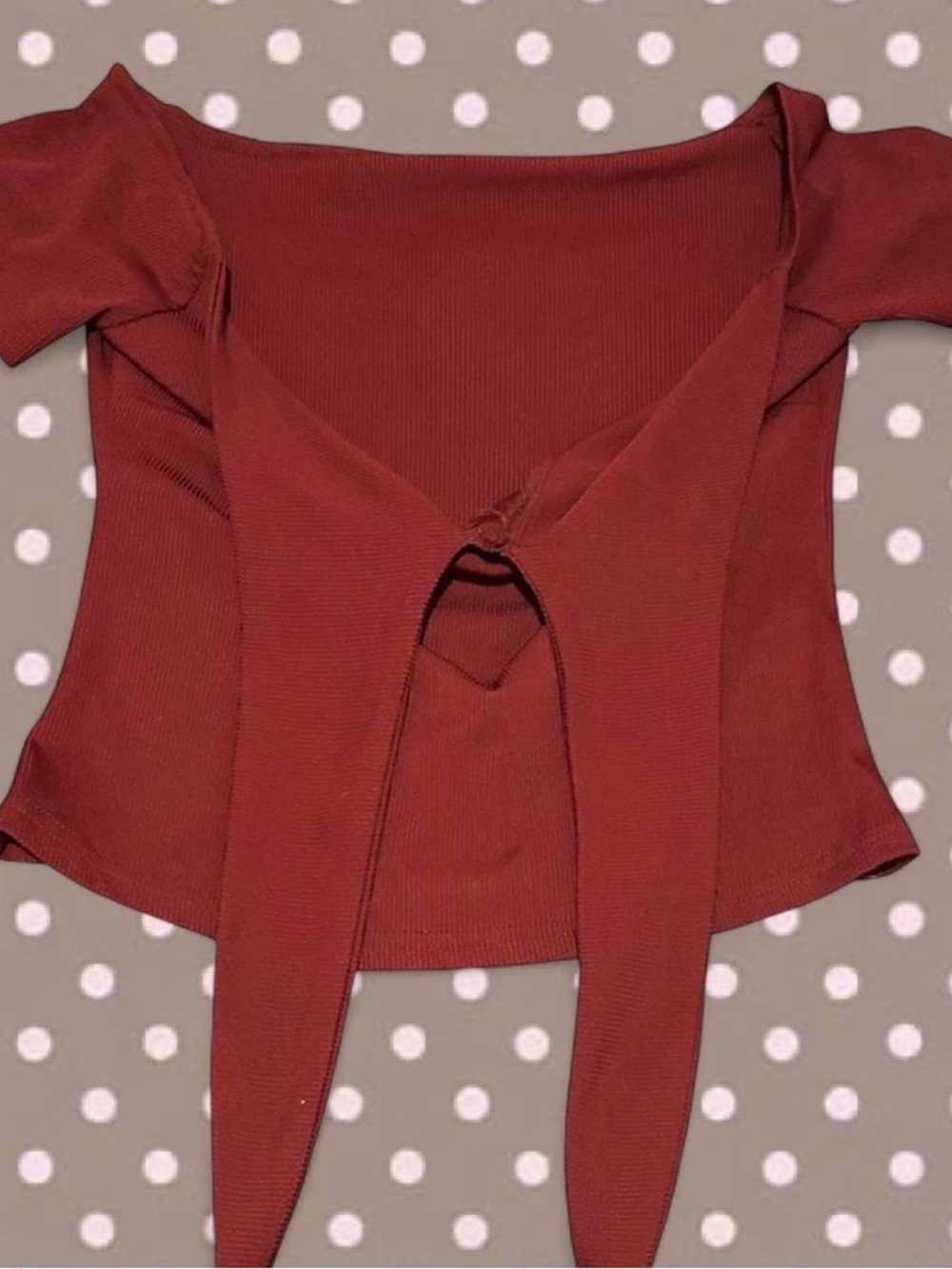Tie-Front Ribbed Womenās Top in Rust